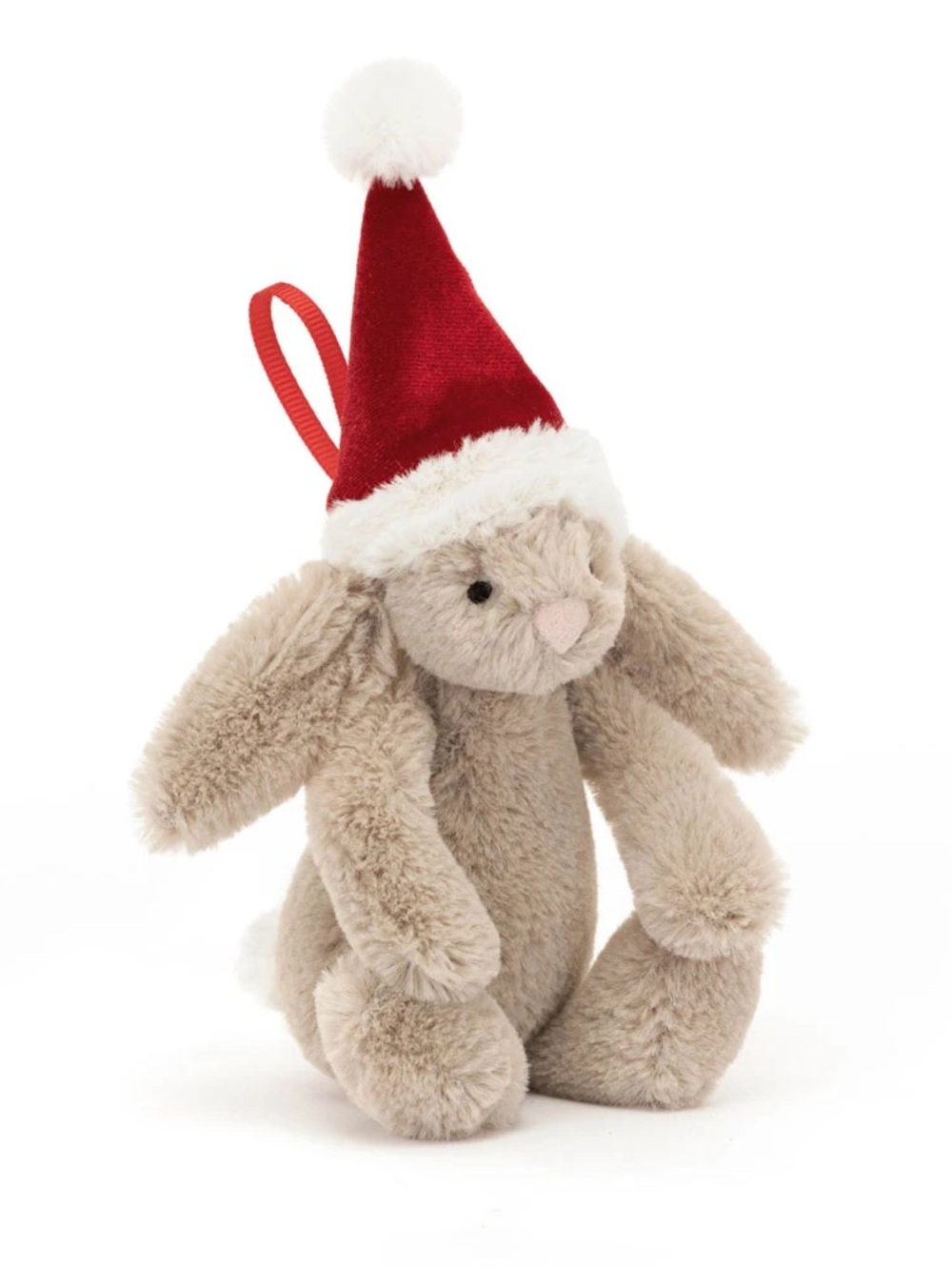 Jellycat Bashful Bunny Santa Hat Plush 5" Mini Ornament Beige Christmas Hanging